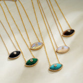 Obsidian evil eye necklace with gold chain for energy shielding